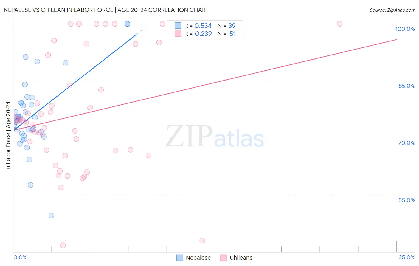 Nepalese vs Chilean In Labor Force | Age 20-24