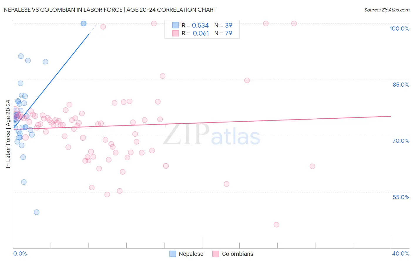 Nepalese vs Colombian In Labor Force | Age 20-24