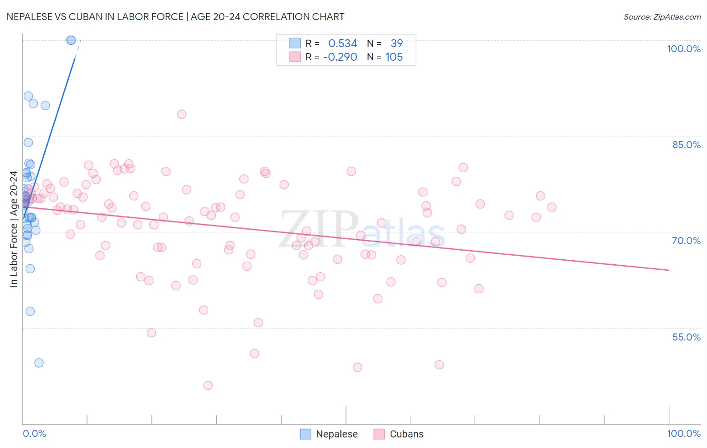 Nepalese vs Cuban In Labor Force | Age 20-24