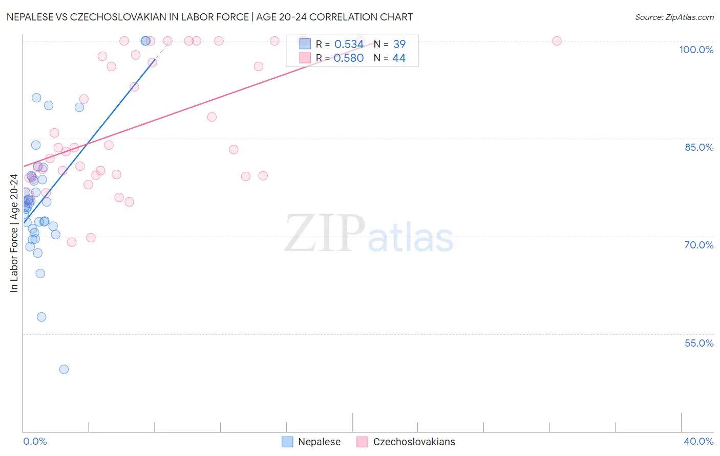 Nepalese vs Czechoslovakian In Labor Force | Age 20-24