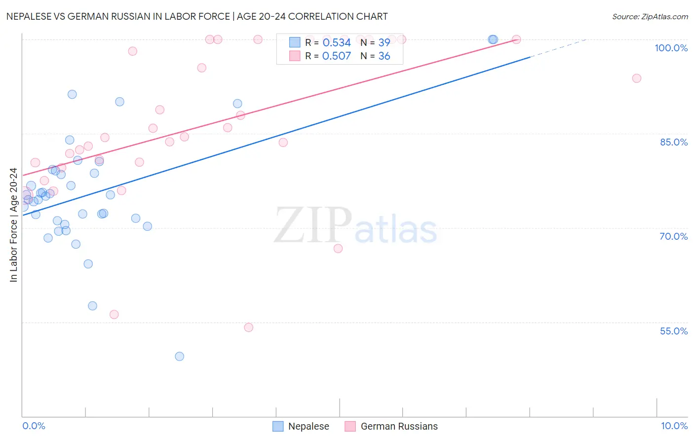 Nepalese vs German Russian In Labor Force | Age 20-24