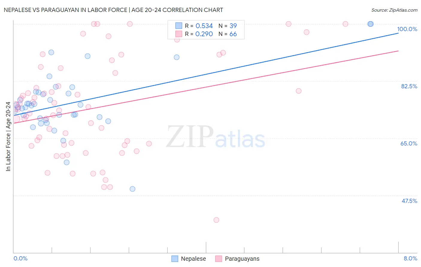 Nepalese vs Paraguayan In Labor Force | Age 20-24