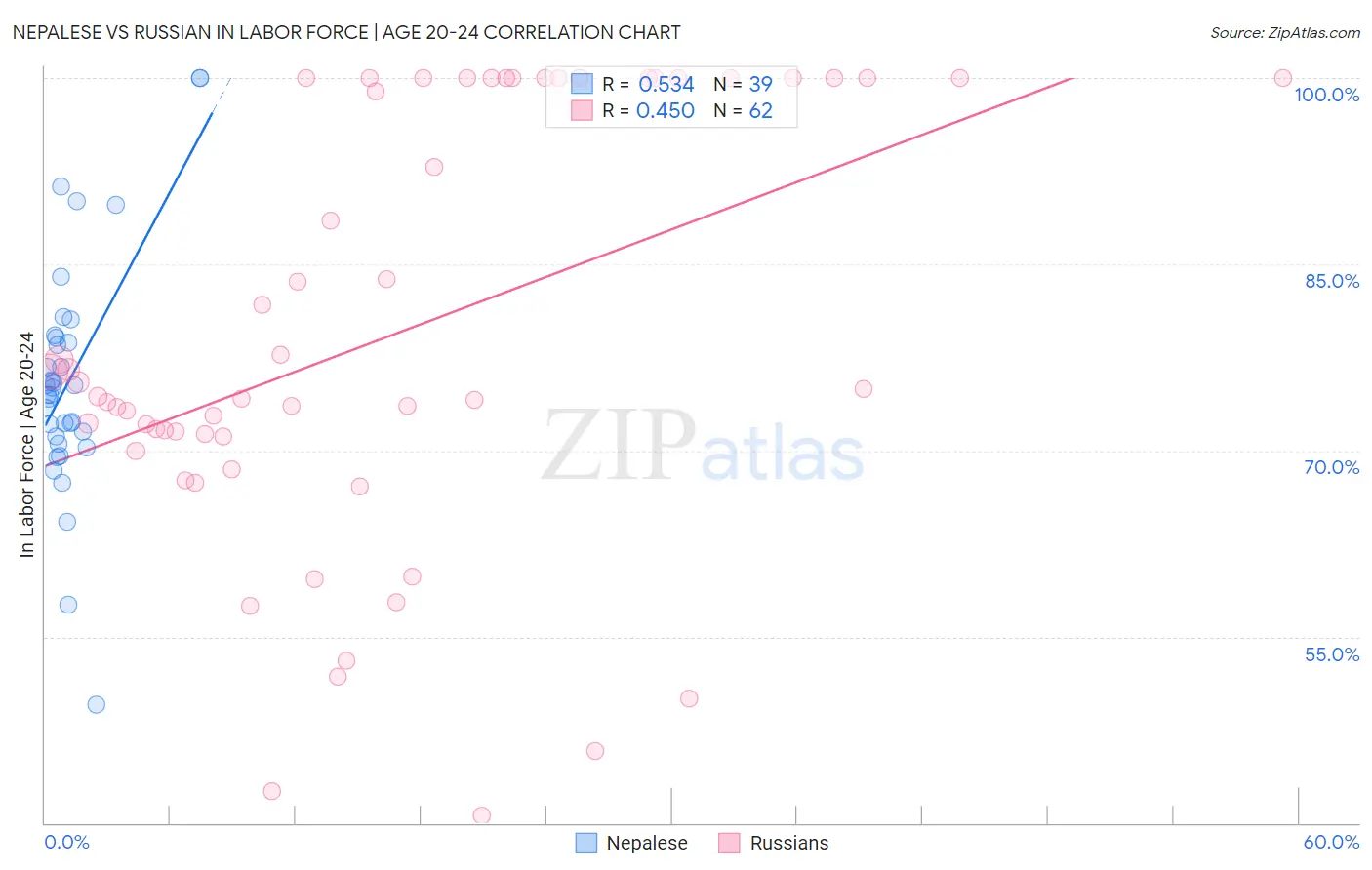 Nepalese vs Russian In Labor Force | Age 20-24