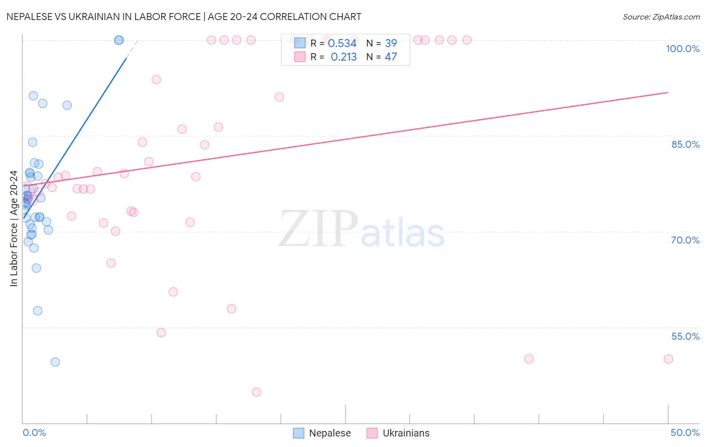 Nepalese vs Ukrainian In Labor Force | Age 20-24