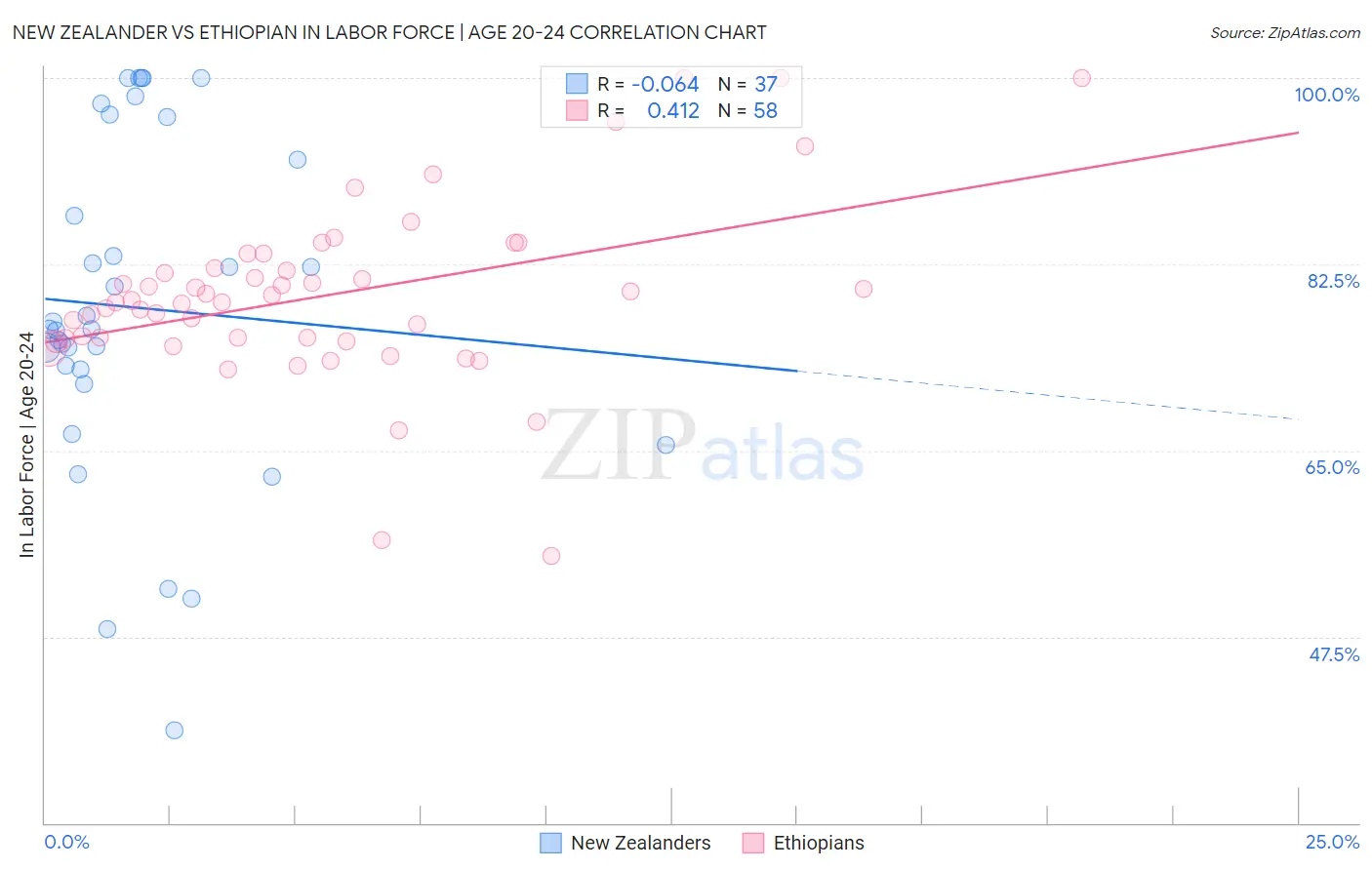 New Zealander vs Ethiopian In Labor Force | Age 20-24