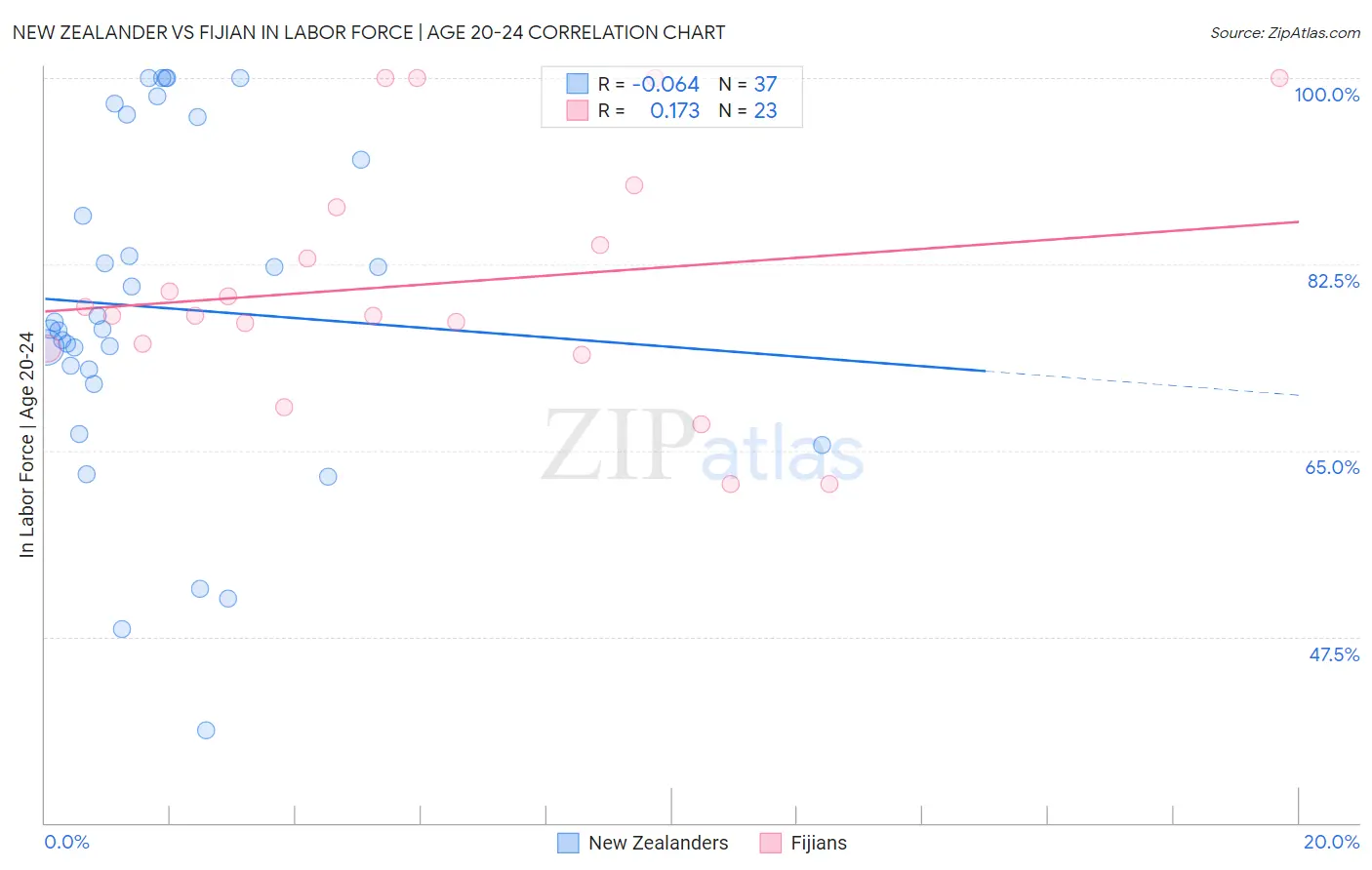New Zealander vs Fijian In Labor Force | Age 20-24