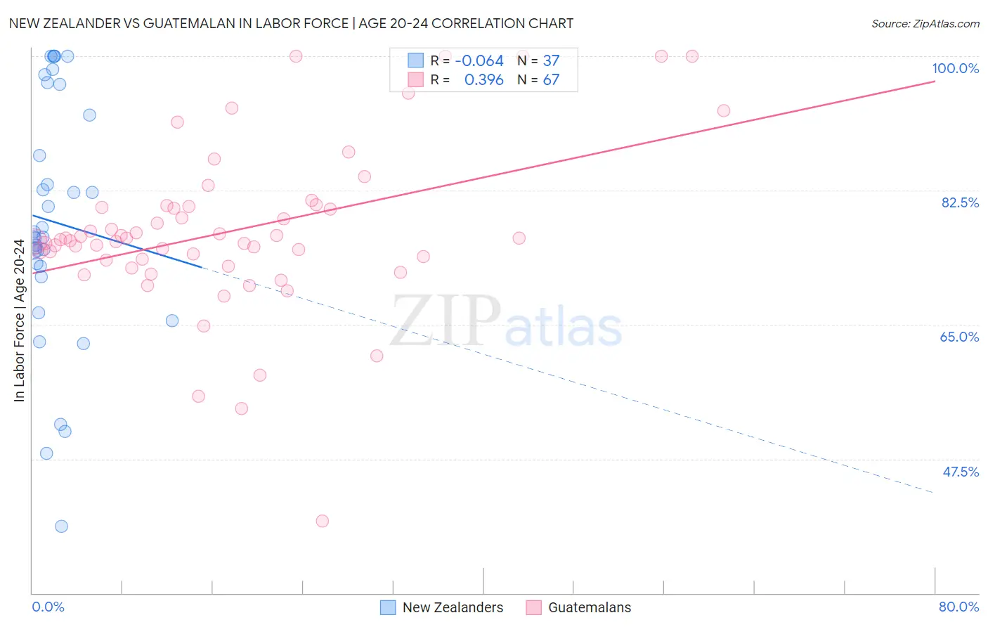 New Zealander vs Guatemalan In Labor Force | Age 20-24