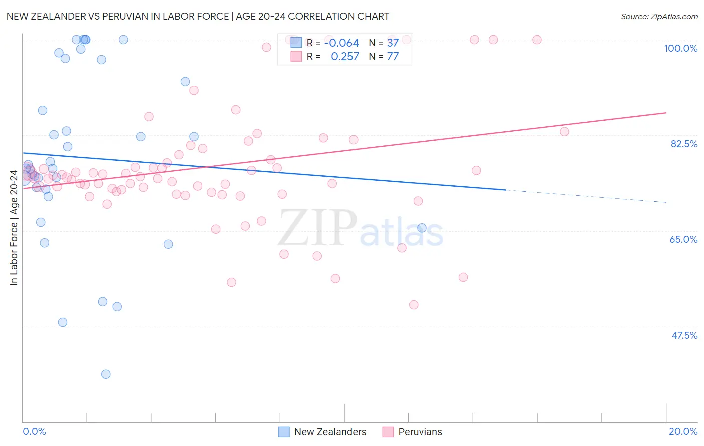 New Zealander vs Peruvian In Labor Force | Age 20-24