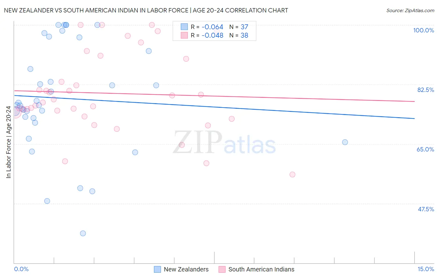 New Zealander vs South American Indian In Labor Force | Age 20-24