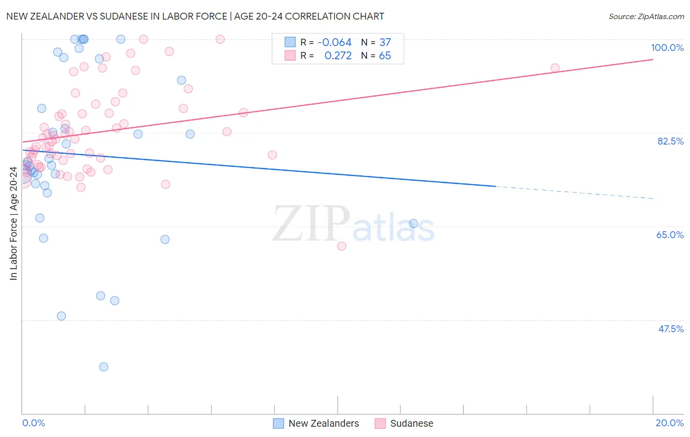 New Zealander vs Sudanese In Labor Force | Age 20-24