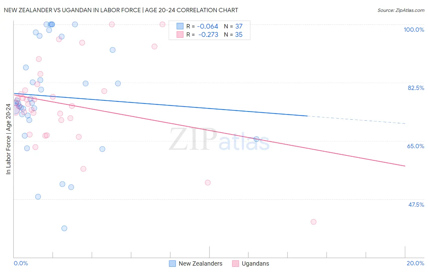 New Zealander vs Ugandan In Labor Force | Age 20-24