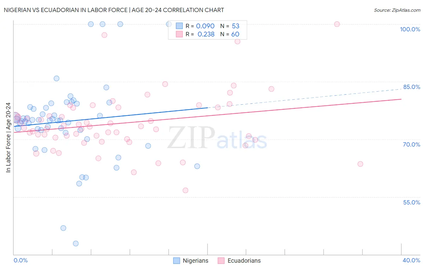 Nigerian vs Ecuadorian In Labor Force | Age 20-24