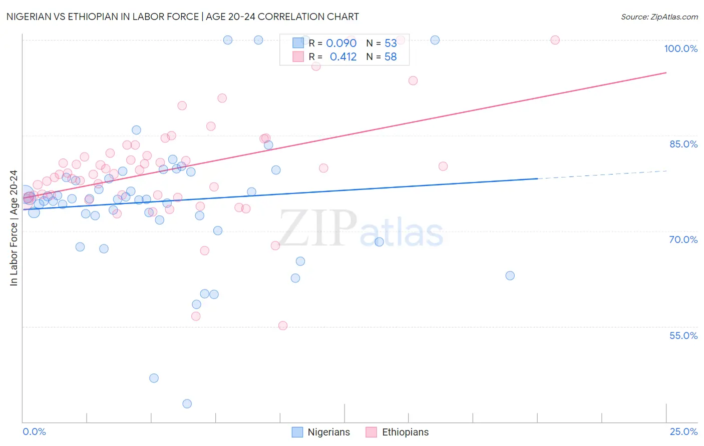 Nigerian vs Ethiopian In Labor Force | Age 20-24