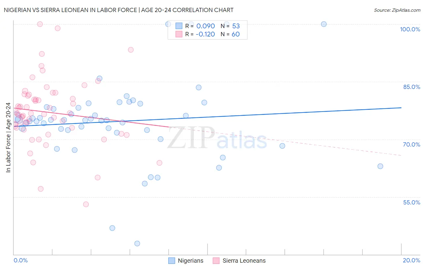 Nigerian vs Sierra Leonean In Labor Force | Age 20-24