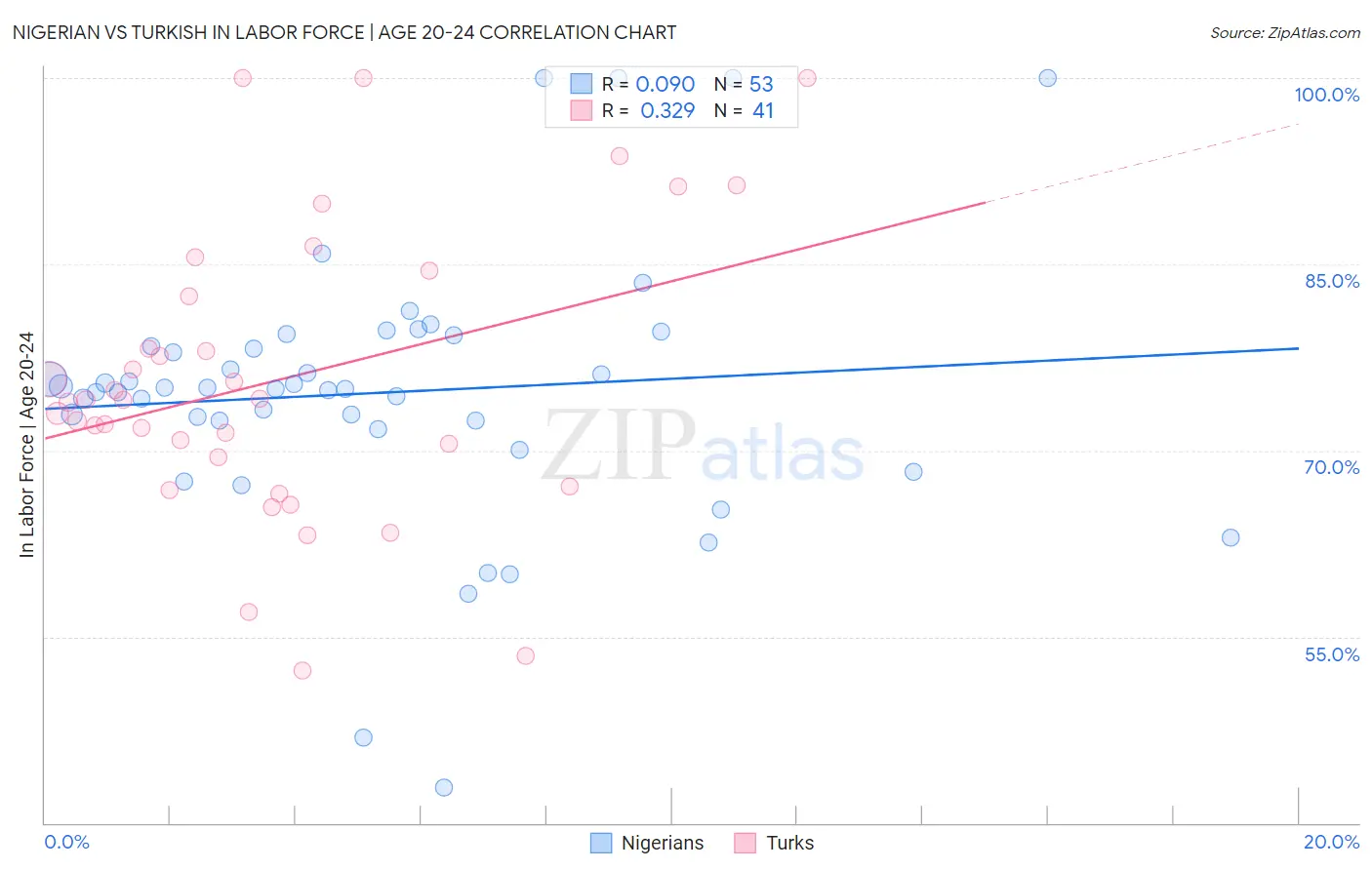 Nigerian vs Turkish In Labor Force | Age 20-24