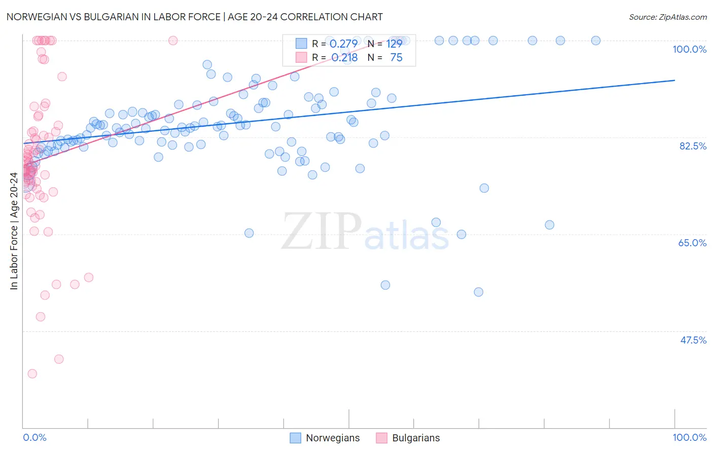 Norwegian vs Bulgarian In Labor Force | Age 20-24