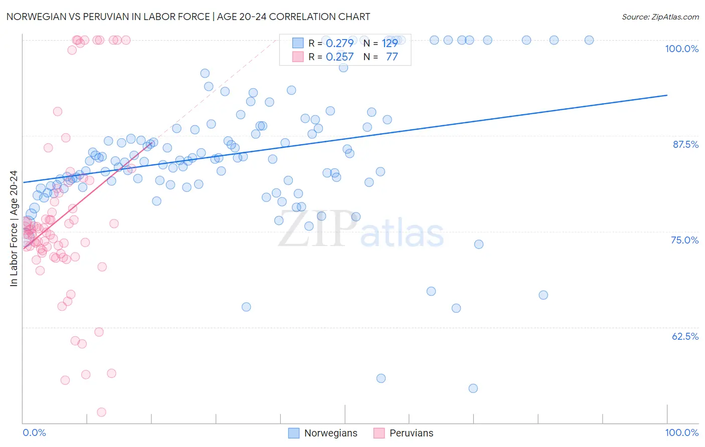 Norwegian vs Peruvian In Labor Force | Age 20-24