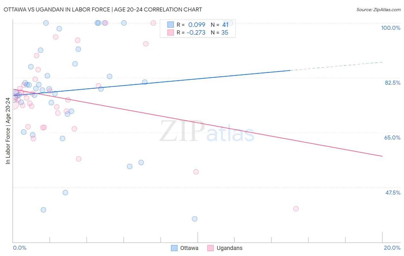 Ottawa vs Ugandan In Labor Force | Age 20-24