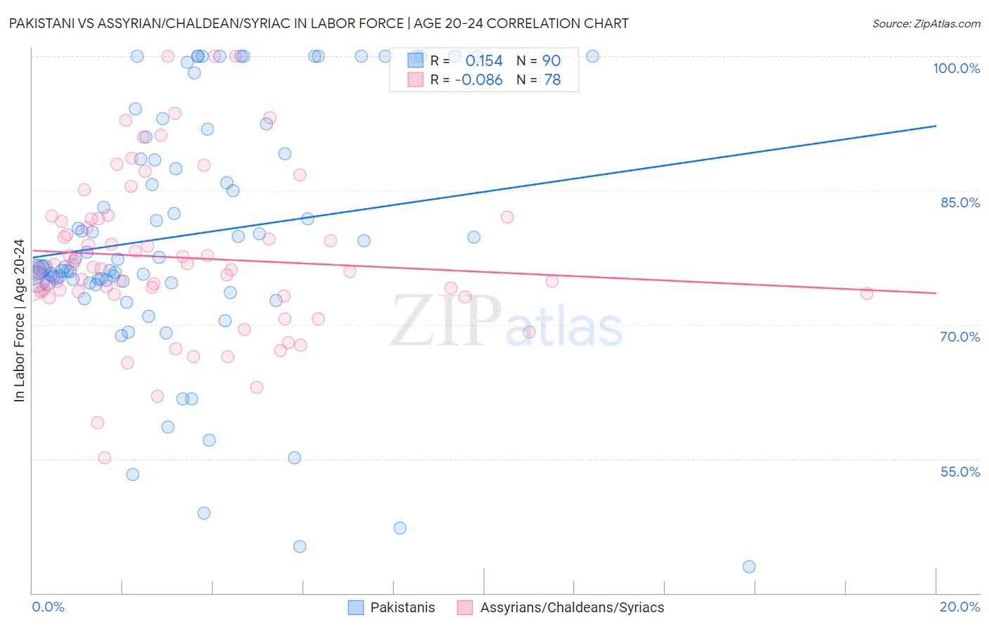 Pakistani vs Assyrian/Chaldean/Syriac In Labor Force | Age 20-24