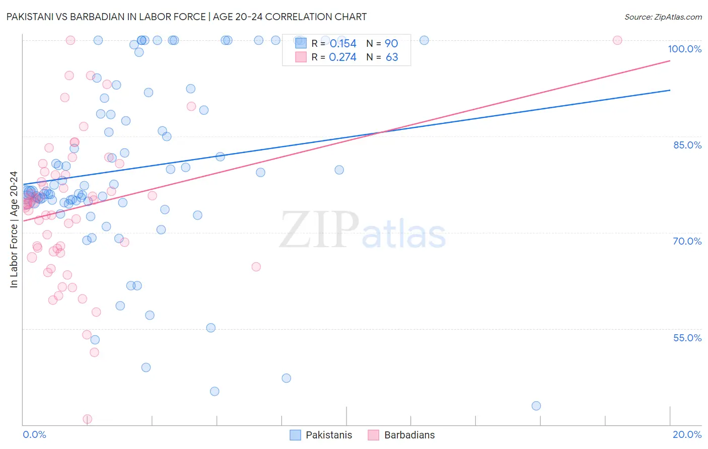 Pakistani vs Barbadian In Labor Force | Age 20-24