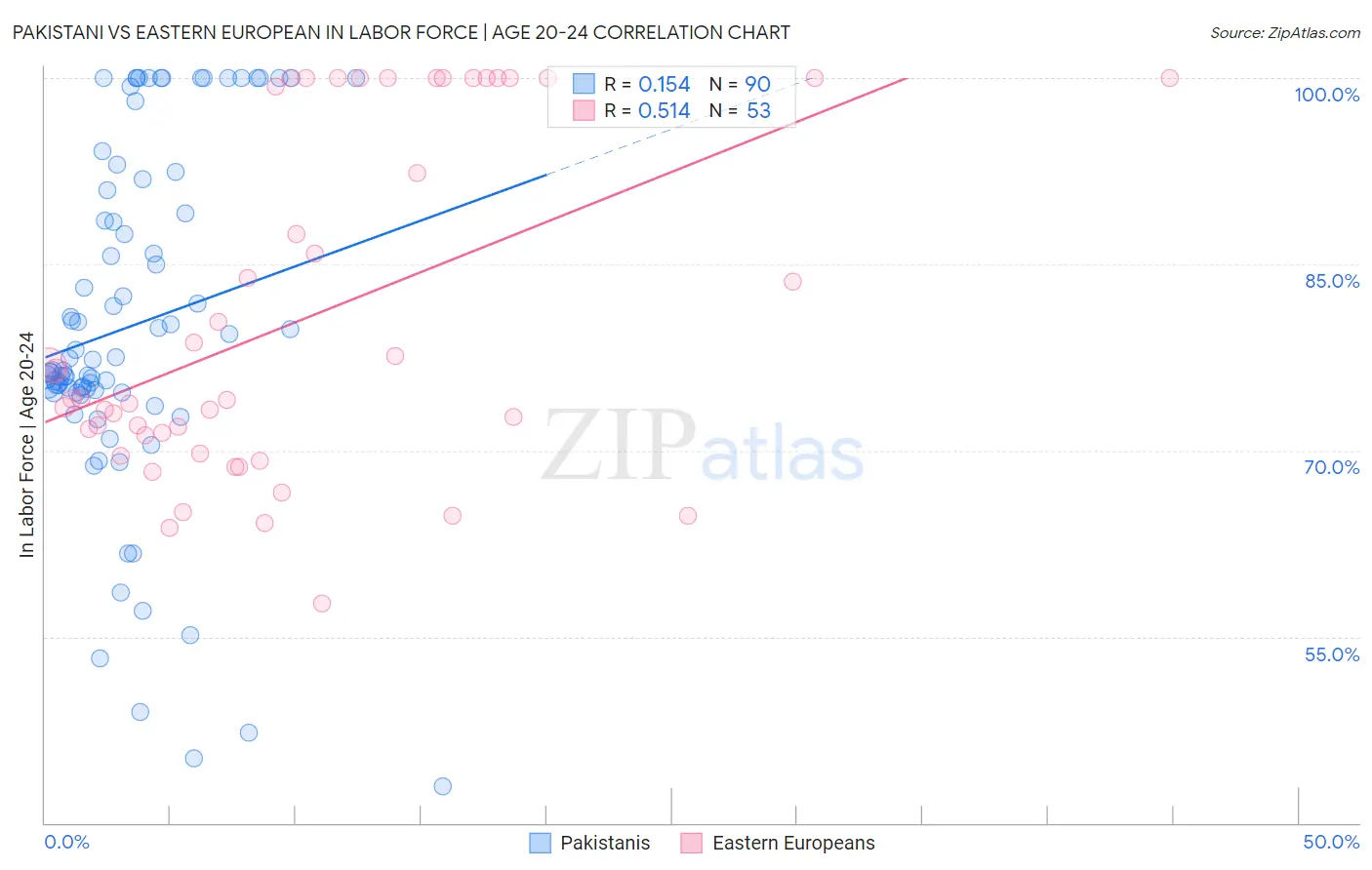 Pakistani vs Eastern European In Labor Force | Age 20-24