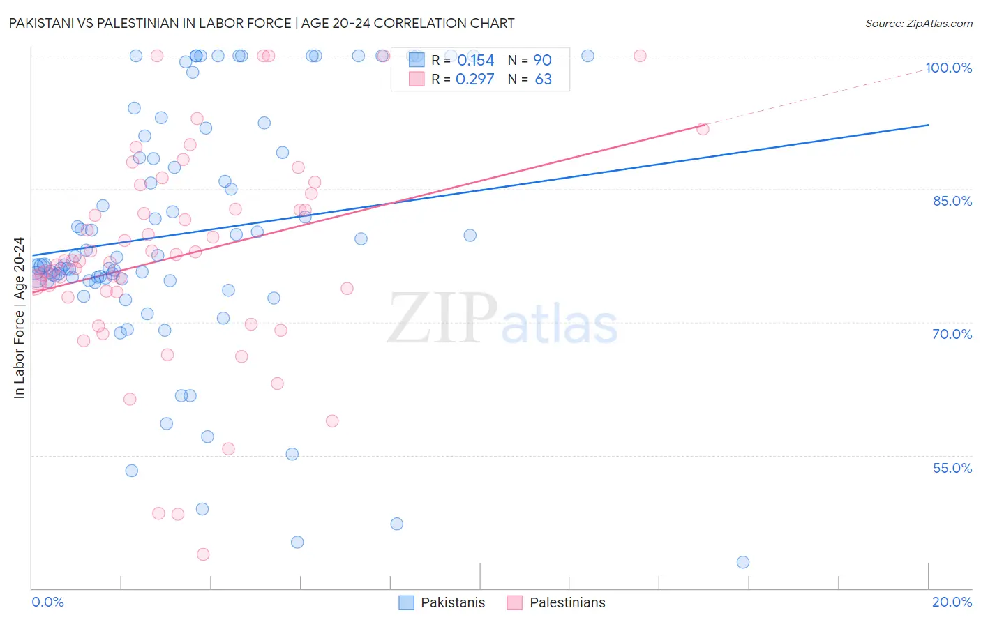 Pakistani vs Palestinian In Labor Force | Age 20-24