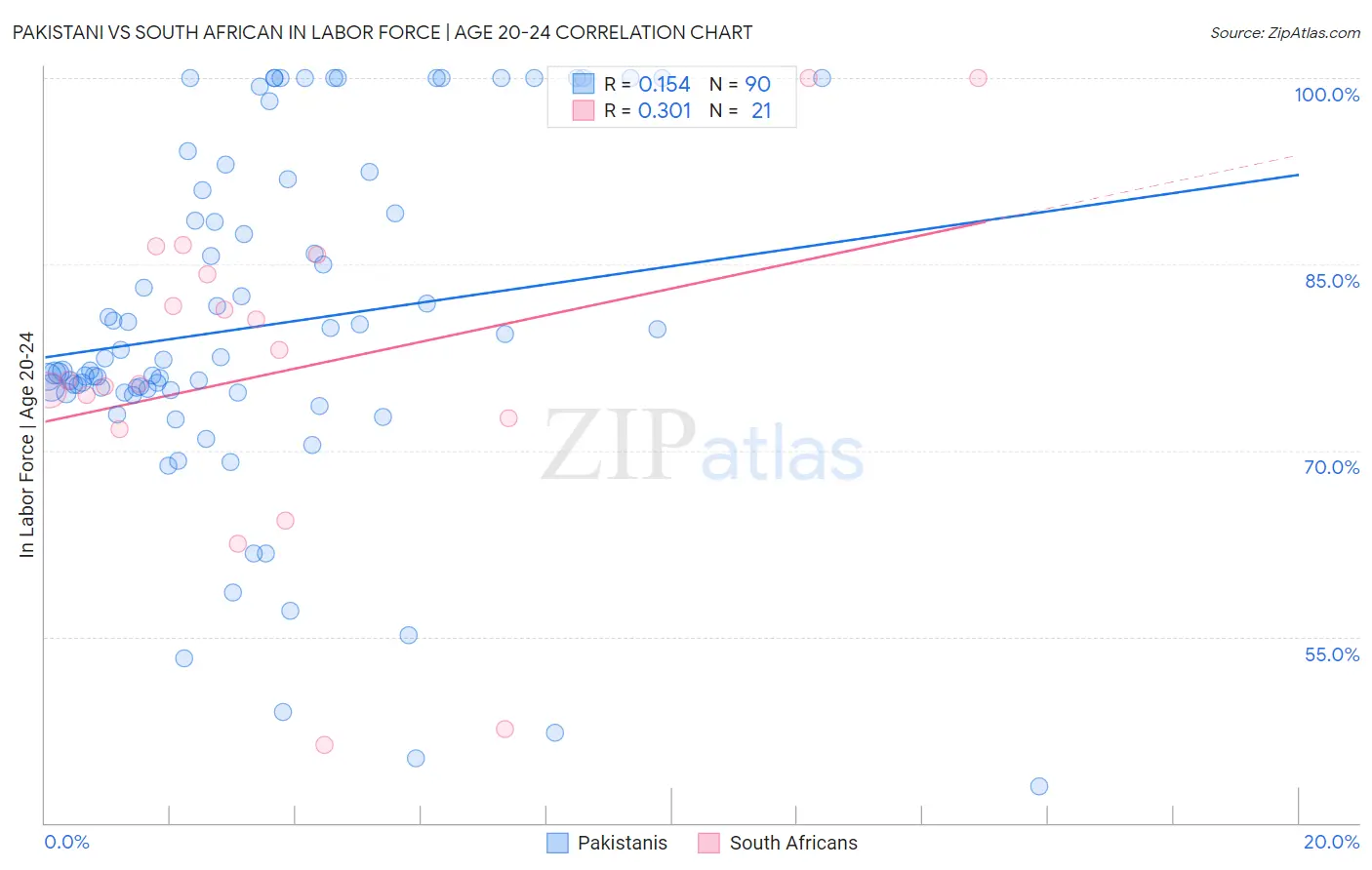 Pakistani vs South African In Labor Force | Age 20-24