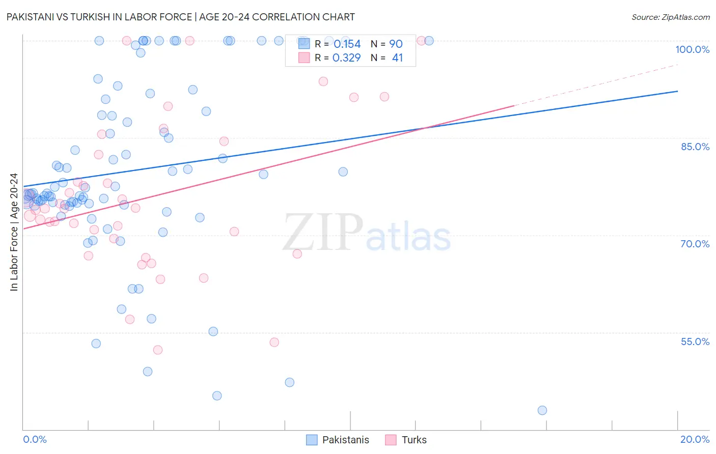 Pakistani vs Turkish In Labor Force | Age 20-24