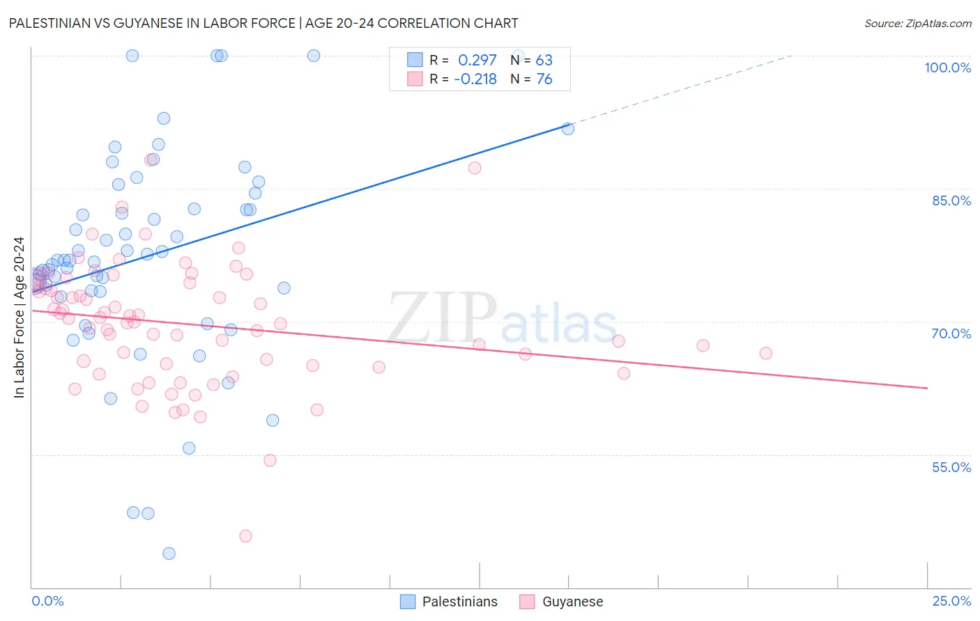 Palestinian vs Guyanese In Labor Force | Age 20-24