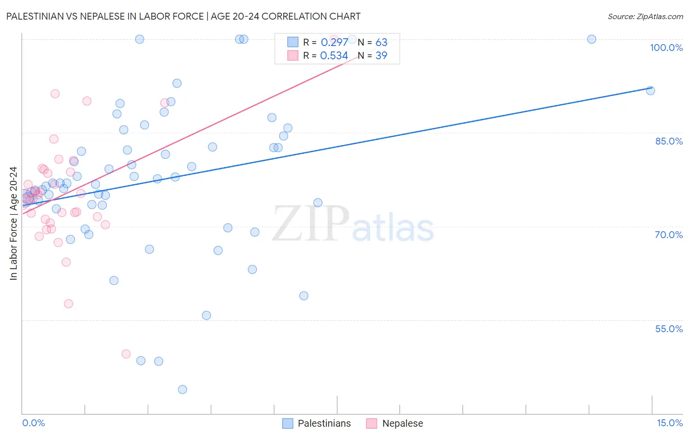 Palestinian vs Nepalese In Labor Force | Age 20-24