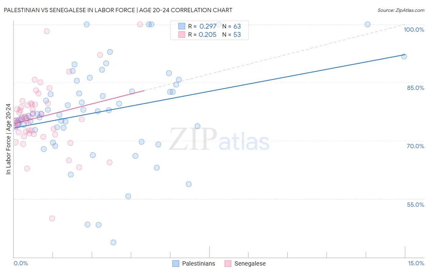 Palestinian vs Senegalese In Labor Force | Age 20-24