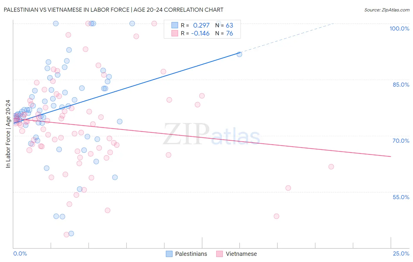Palestinian vs Vietnamese In Labor Force | Age 20-24