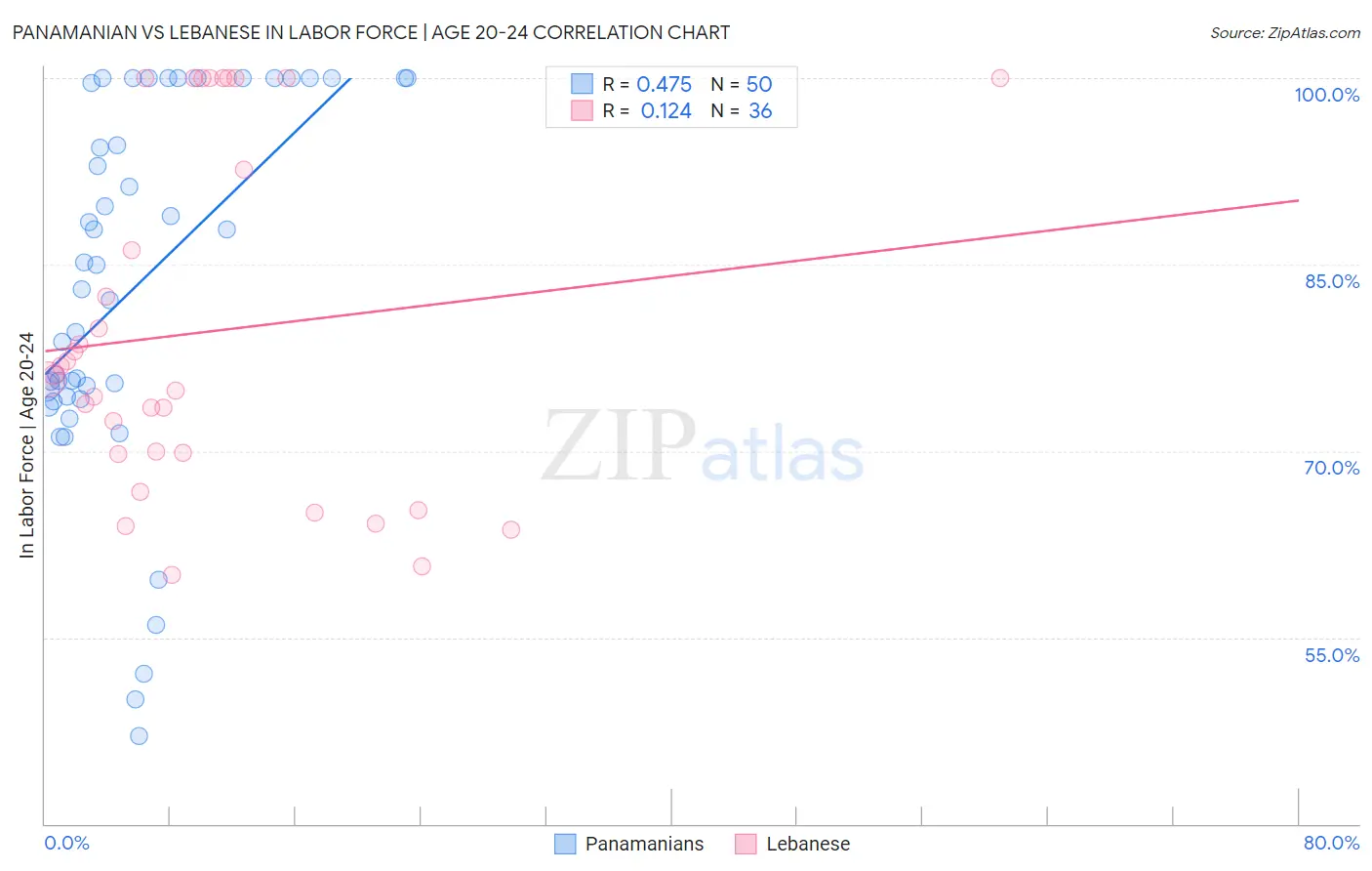 Panamanian vs Lebanese In Labor Force | Age 20-24