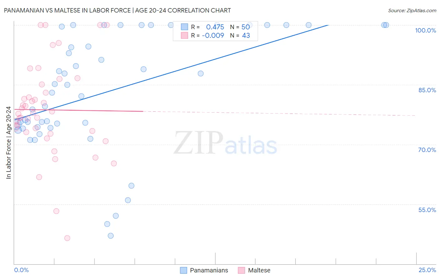 Panamanian vs Maltese In Labor Force | Age 20-24