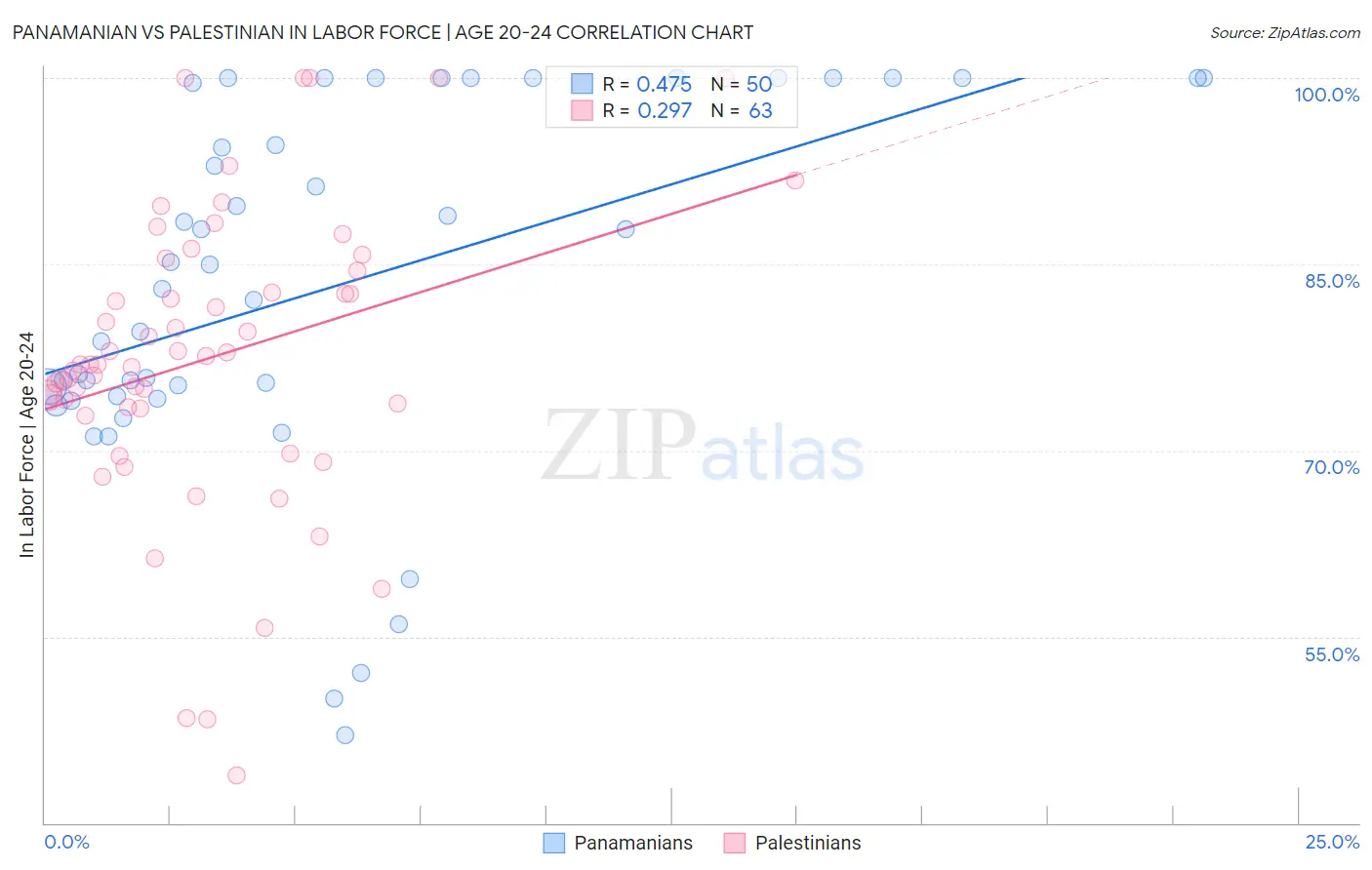 Panamanian vs Palestinian In Labor Force | Age 20-24