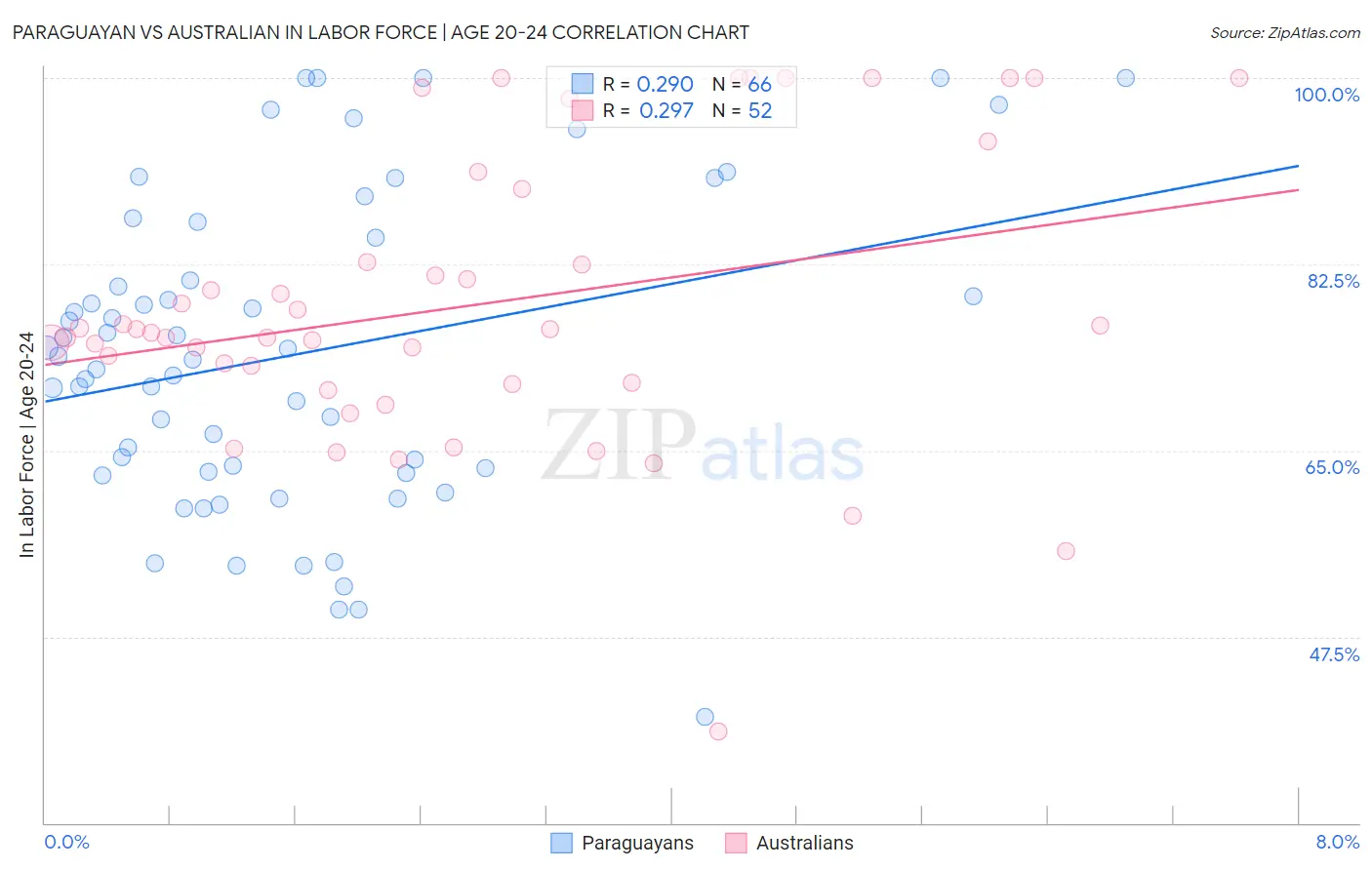 Paraguayan vs Australian In Labor Force | Age 20-24