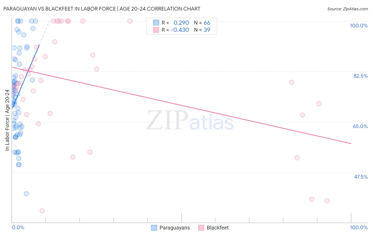 Paraguayan vs Blackfeet In Labor Force | Age 20-24