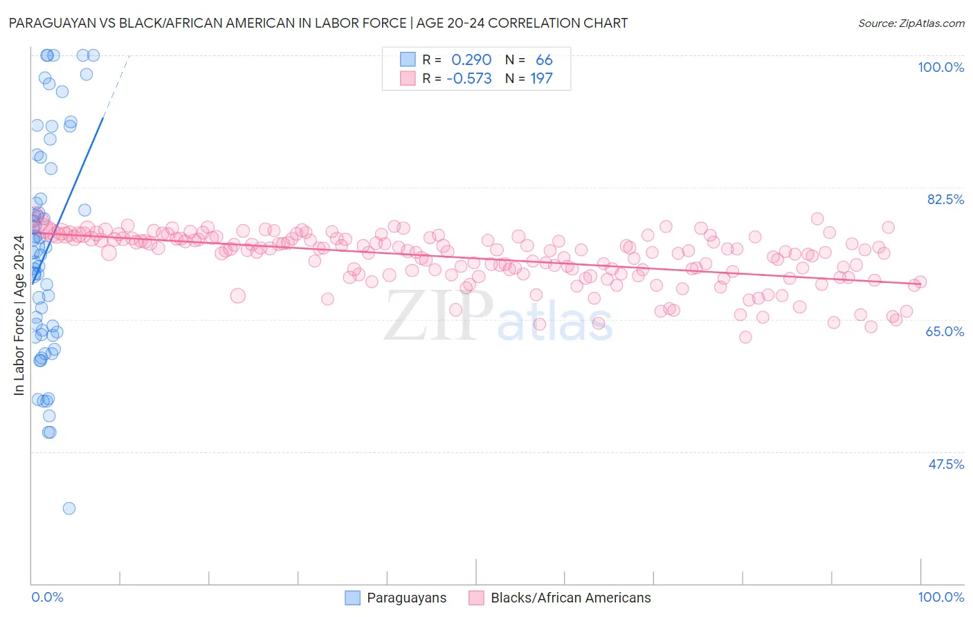 Paraguayan vs Black/African American In Labor Force | Age 20-24