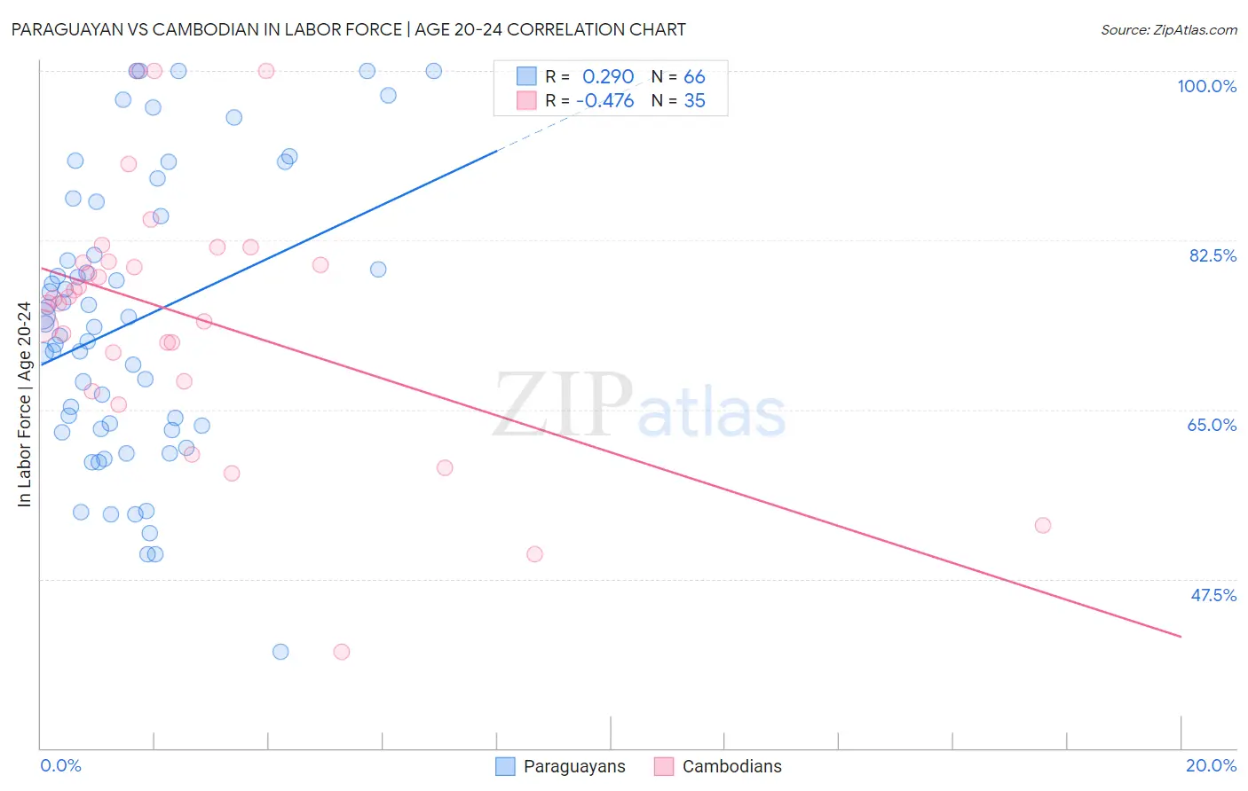 Paraguayan vs Cambodian In Labor Force | Age 20-24