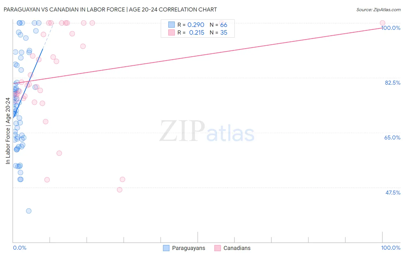 Paraguayan vs Canadian In Labor Force | Age 20-24