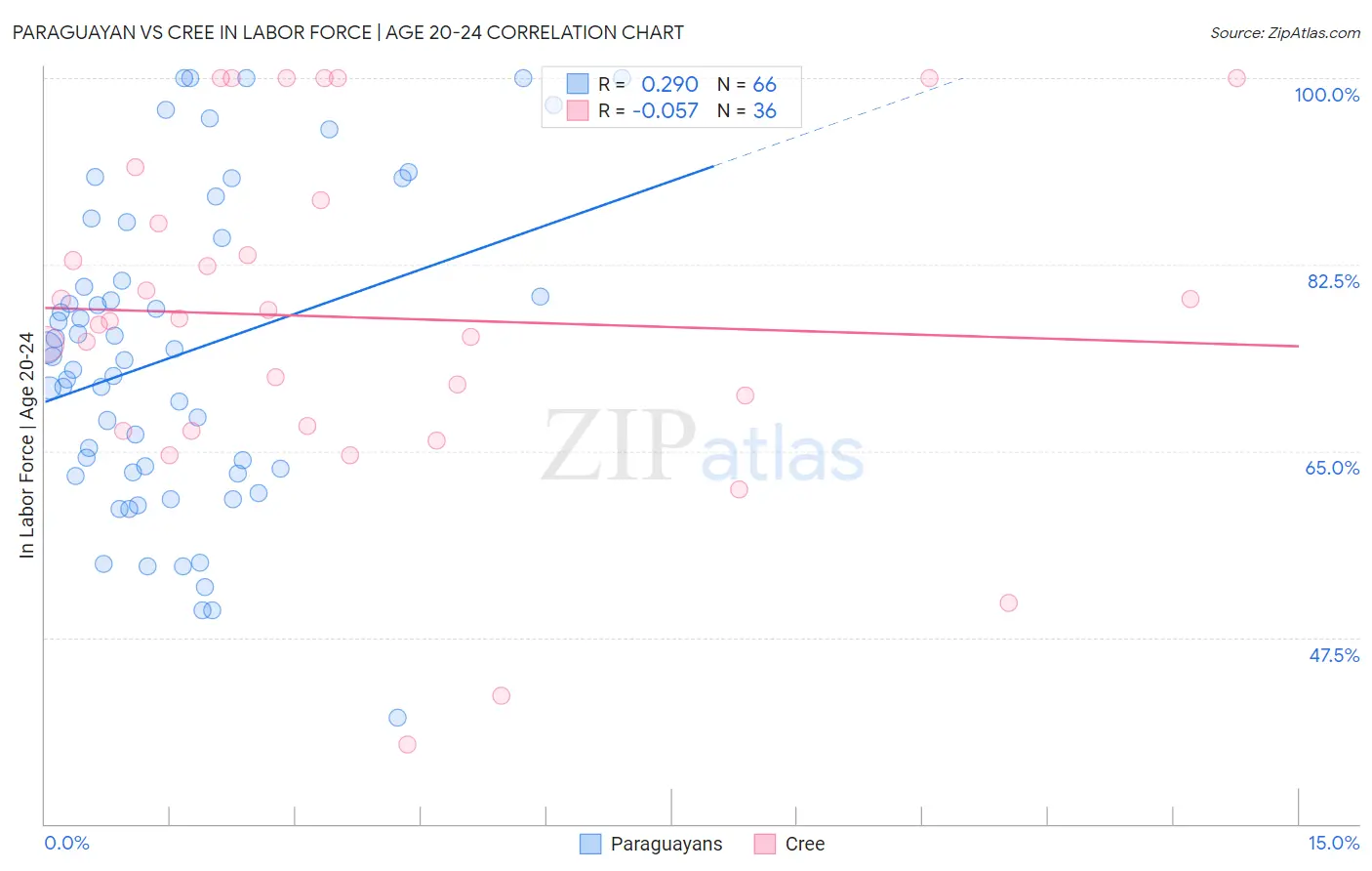 Paraguayan vs Cree In Labor Force | Age 20-24