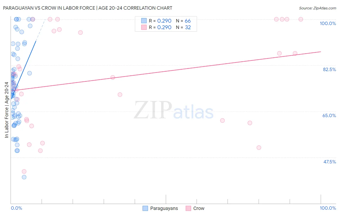 Paraguayan vs Crow In Labor Force | Age 20-24