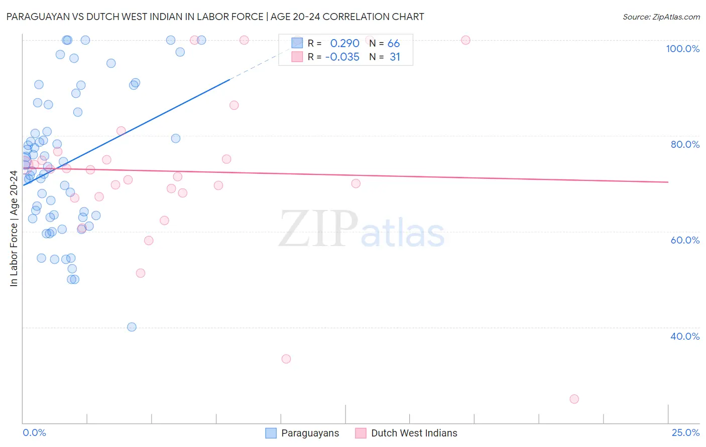Paraguayan vs Dutch West Indian In Labor Force | Age 20-24
