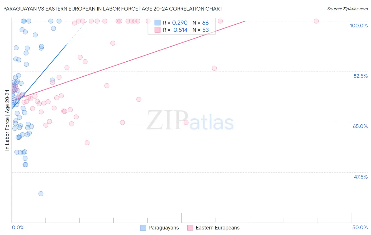 Paraguayan vs Eastern European In Labor Force | Age 20-24