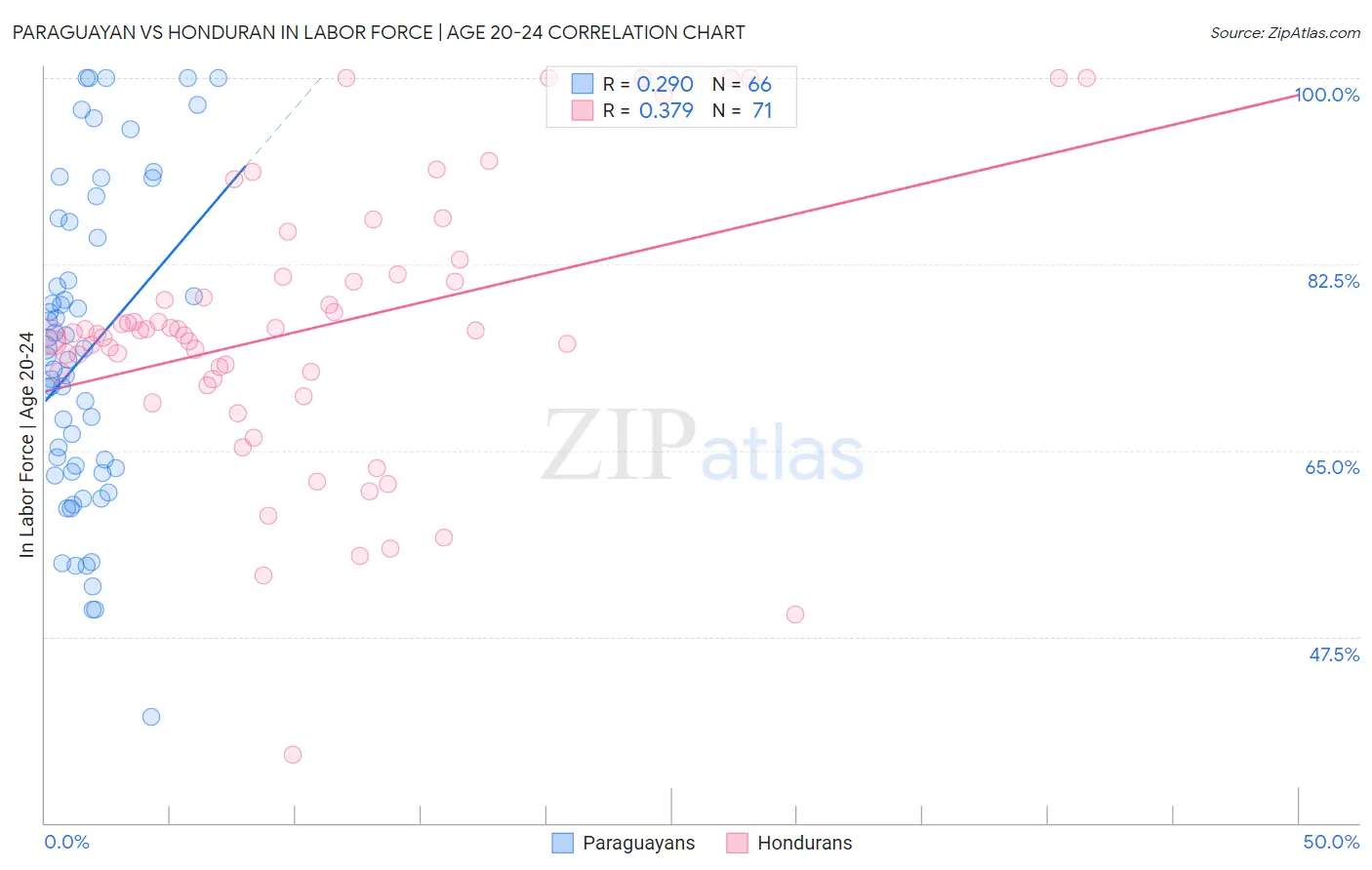 Paraguayan vs Honduran In Labor Force | Age 20-24