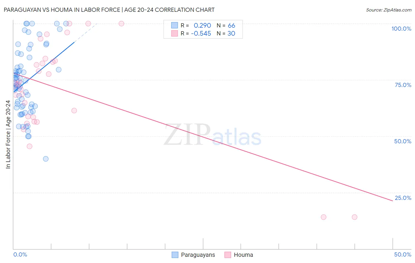 Paraguayan vs Houma In Labor Force | Age 20-24