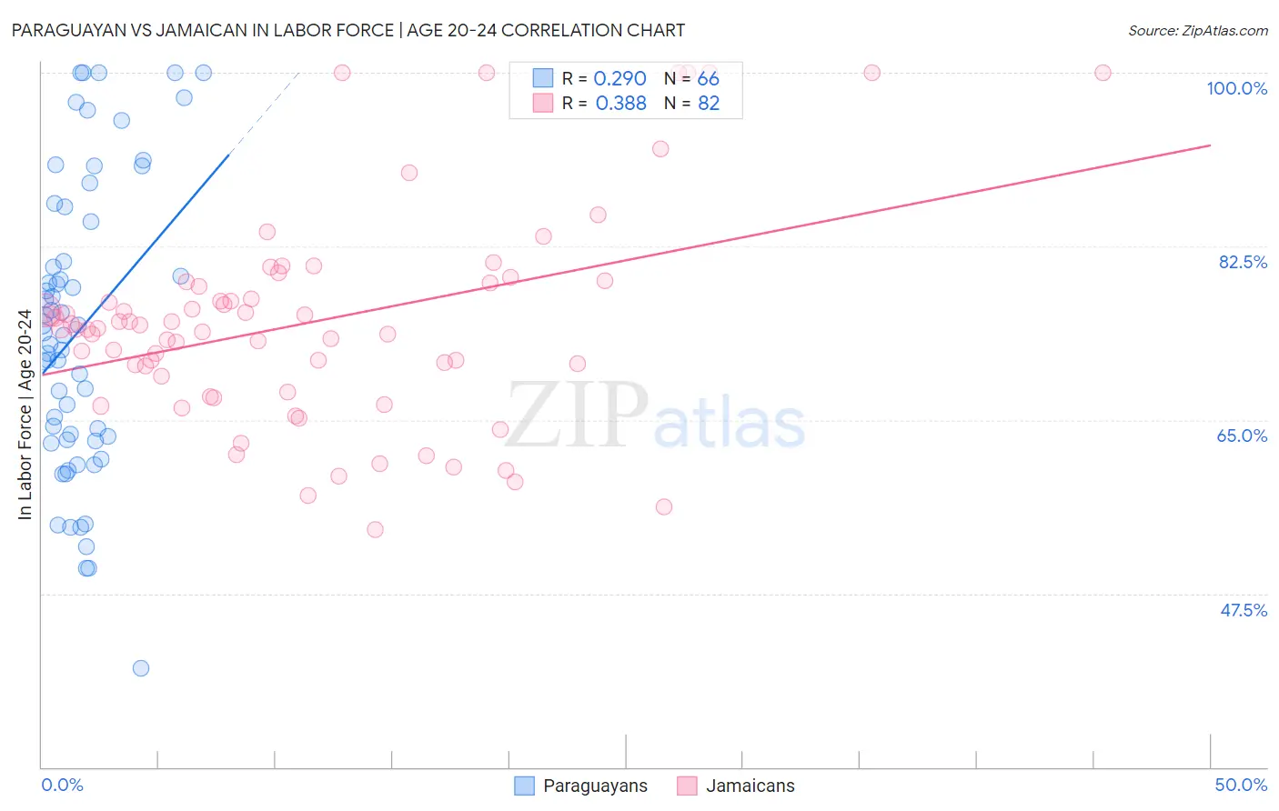 Paraguayan vs Jamaican In Labor Force | Age 20-24