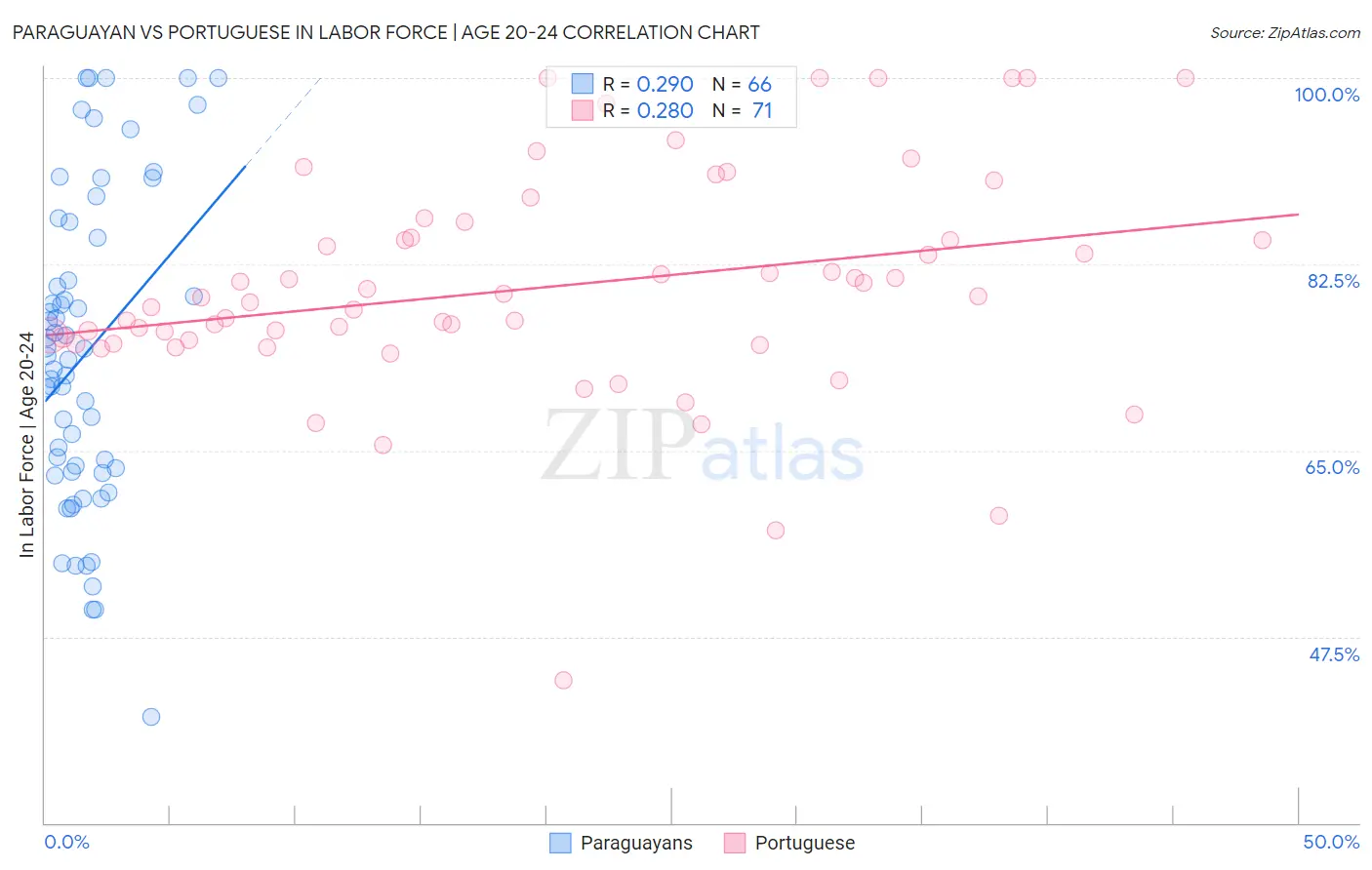 Paraguayan vs Portuguese In Labor Force | Age 20-24