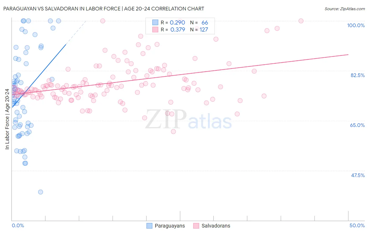 Paraguayan vs Salvadoran In Labor Force | Age 20-24