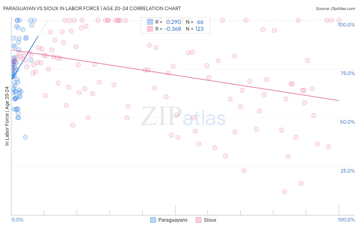 Paraguayan vs Sioux In Labor Force | Age 20-24